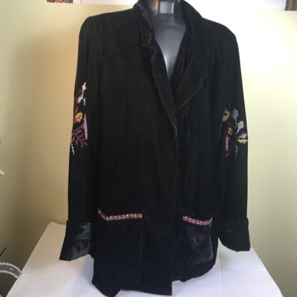 Studio WestApparel NEW Velvet Boho Embroidered Jacket Blazer Unlined Oversize 1X - Picture 6 of 16